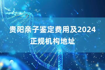 贵阳亲子鉴定费用及2024正规机构地址