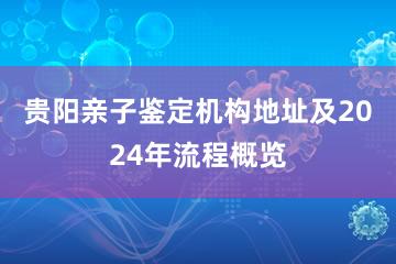 贵阳亲子鉴定机构地址及2024年流程概览