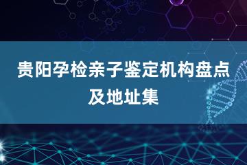 贵阳孕检亲子鉴定机构盘点及地址集