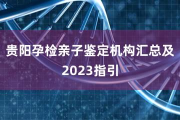 贵阳孕检亲子鉴定机构汇总及2023指引